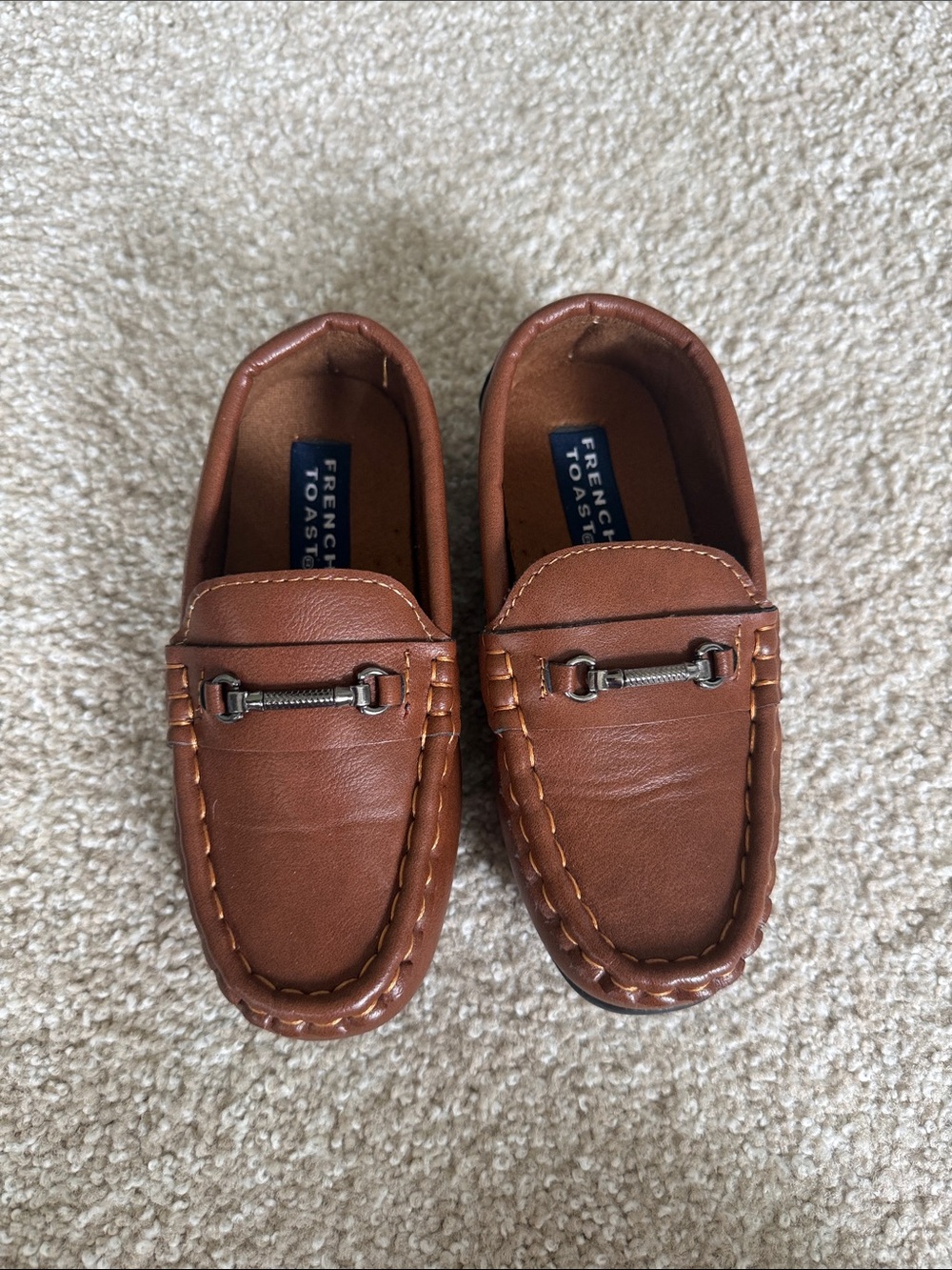 French Connection boys size 11 little kids Chestnut Brown Leather Loafers